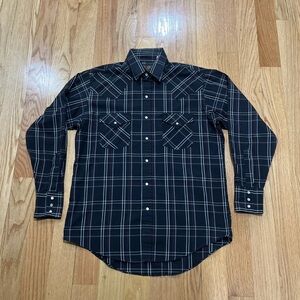 Plains Western Wear Vintage Style Pearl Snap Shirt Size Medium